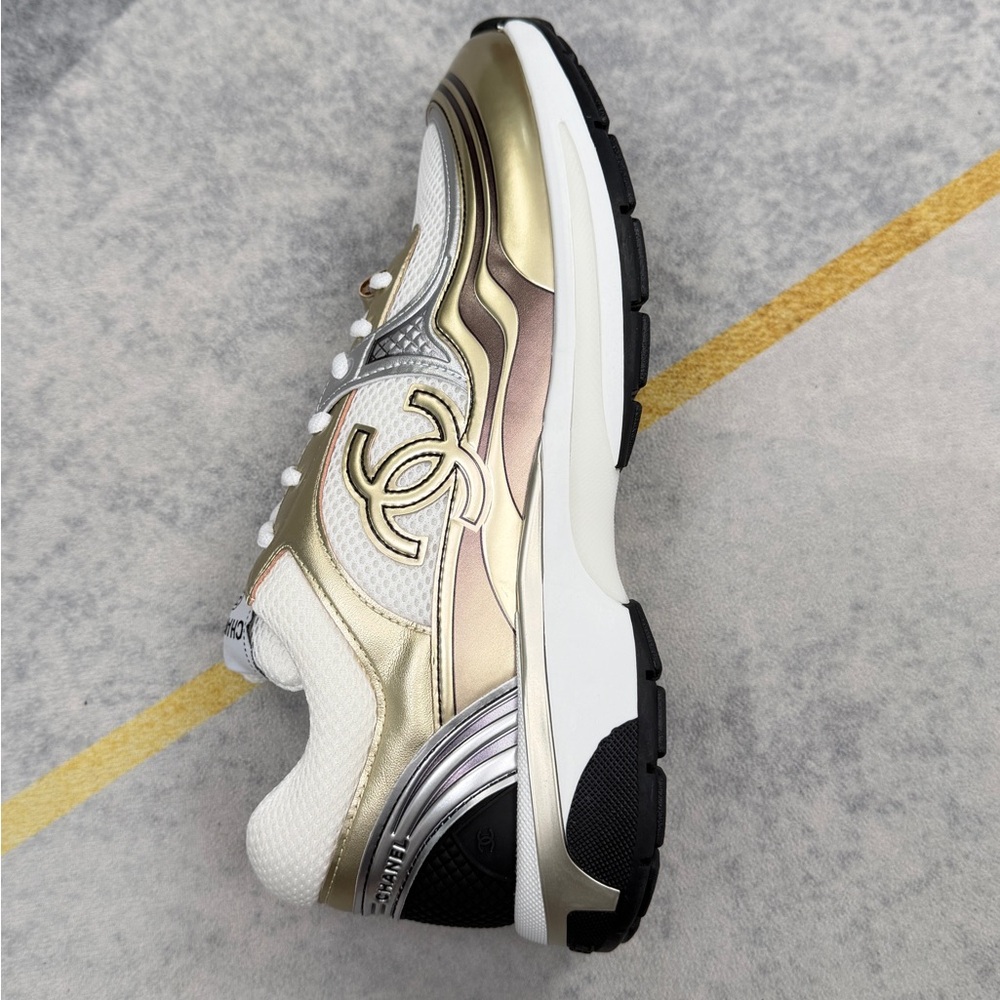 Chanel Women’s White & Gold Athletic Sneaker - Picture 9 of 10